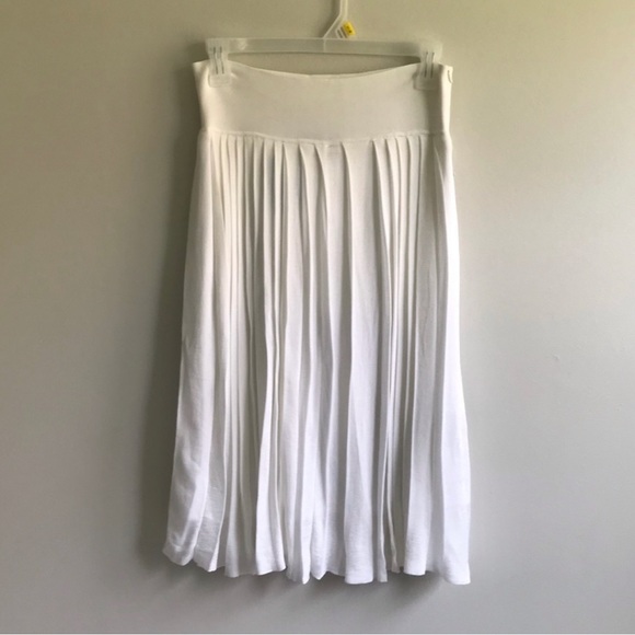 ADRIENNE VITTADINI STUDIO WINTER WHITE SKIRT PLEATS WIDE WAISTBAND STRETCH LINED - Picture 1 of 8